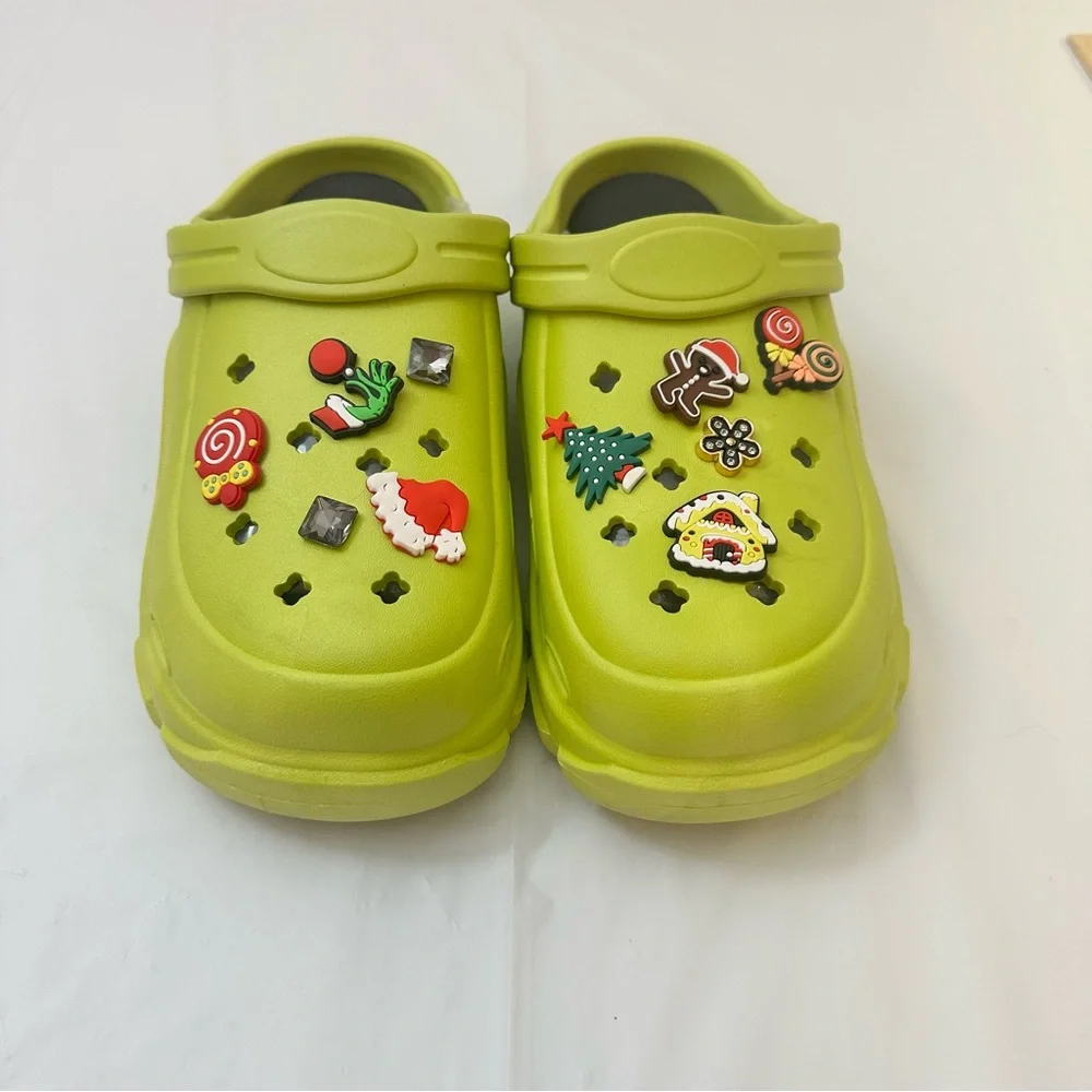 One of a Kind‎ Fashion Bright Green Christmas Platform Clogs (similar to Crocks)